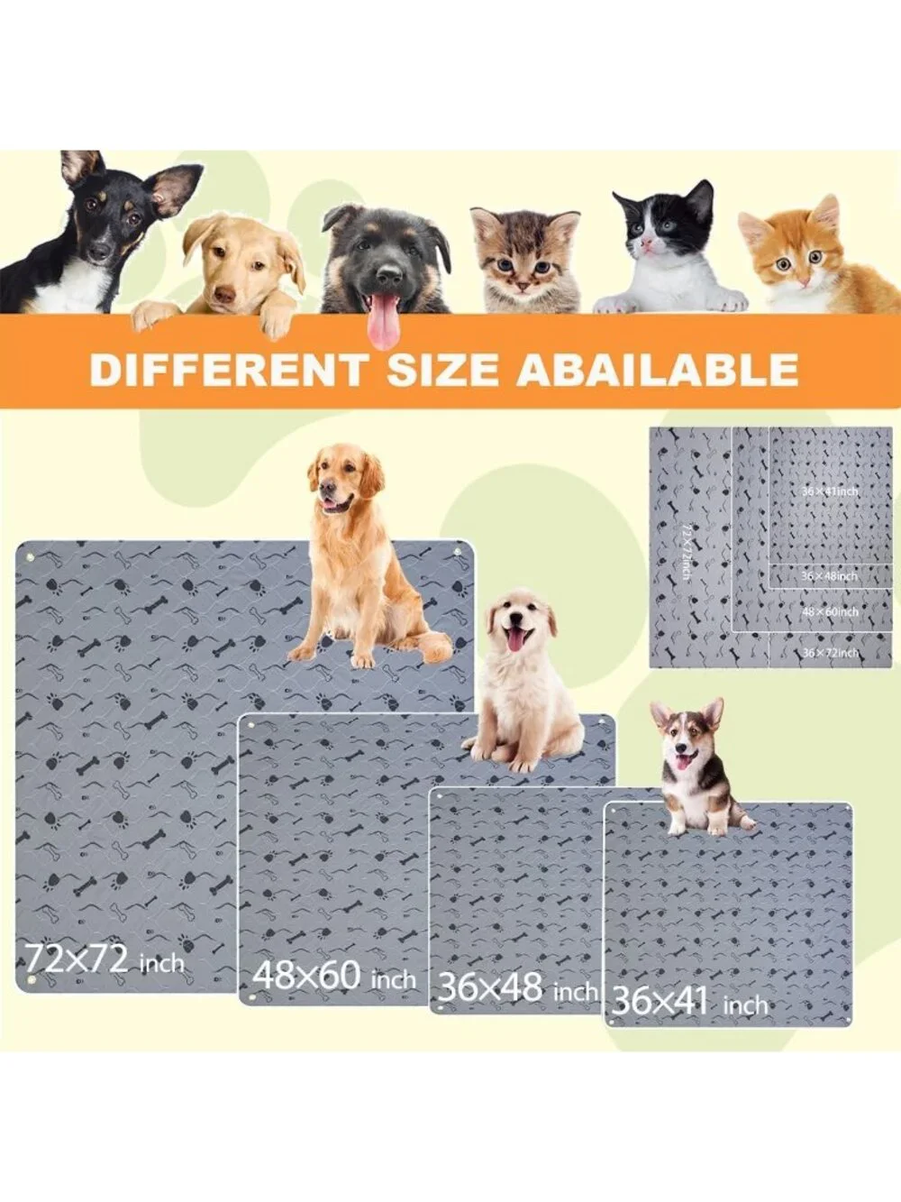Washable Waterproof Dog Pee Pad | Heavy Absorbent Reusable Training Mat 36x48